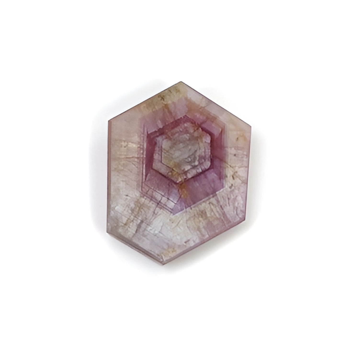 pink saapphire trapiche hexagon shape flat slices