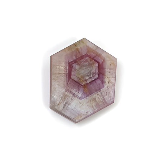 pink saapphire trapiche hexagon shape flat slices