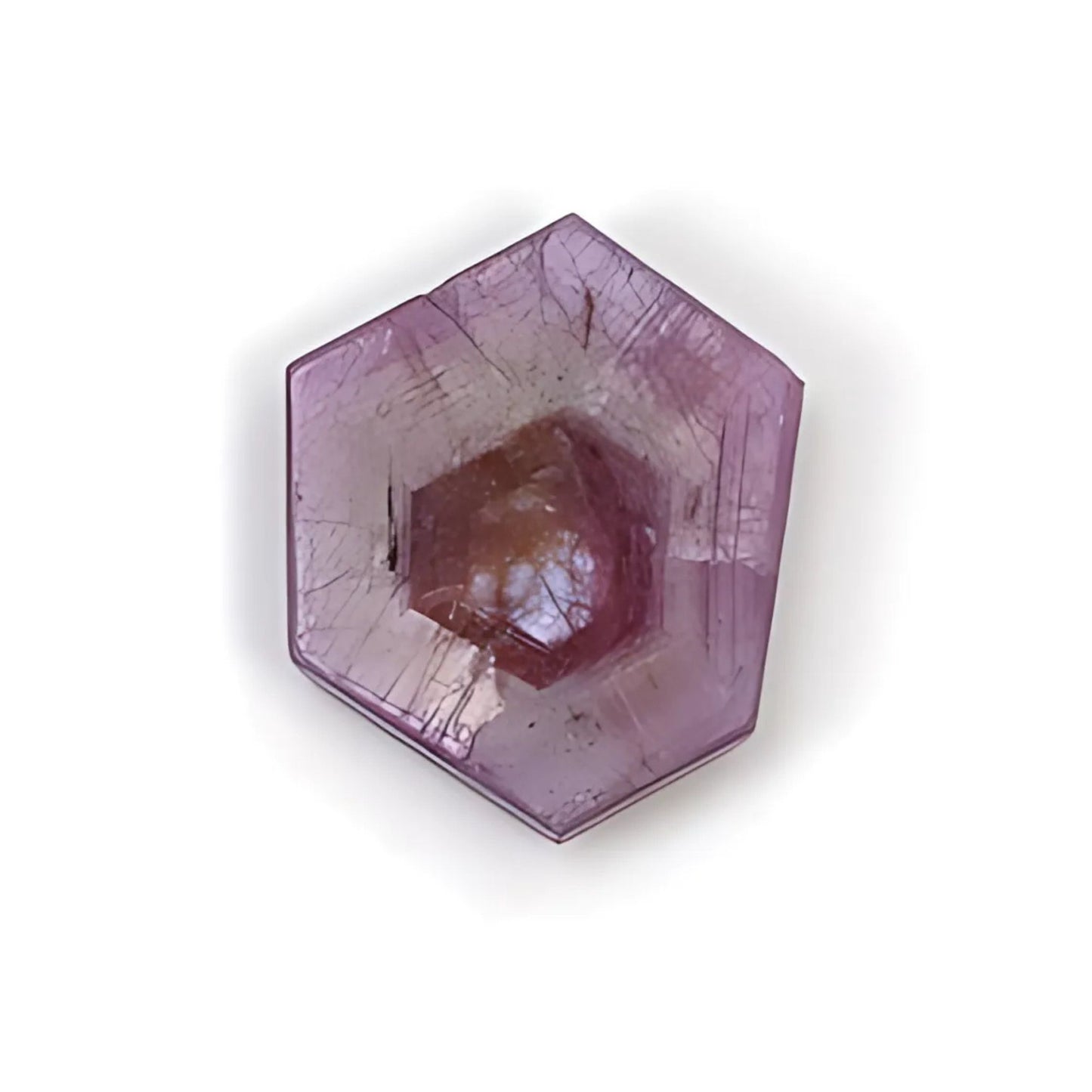 pink sapphire trapiche hexagon flat slices