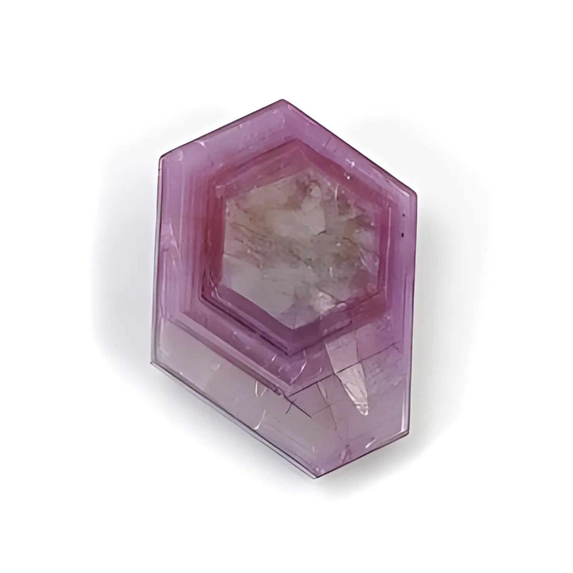 pink sapphire trapiche hexagon shape flat slices