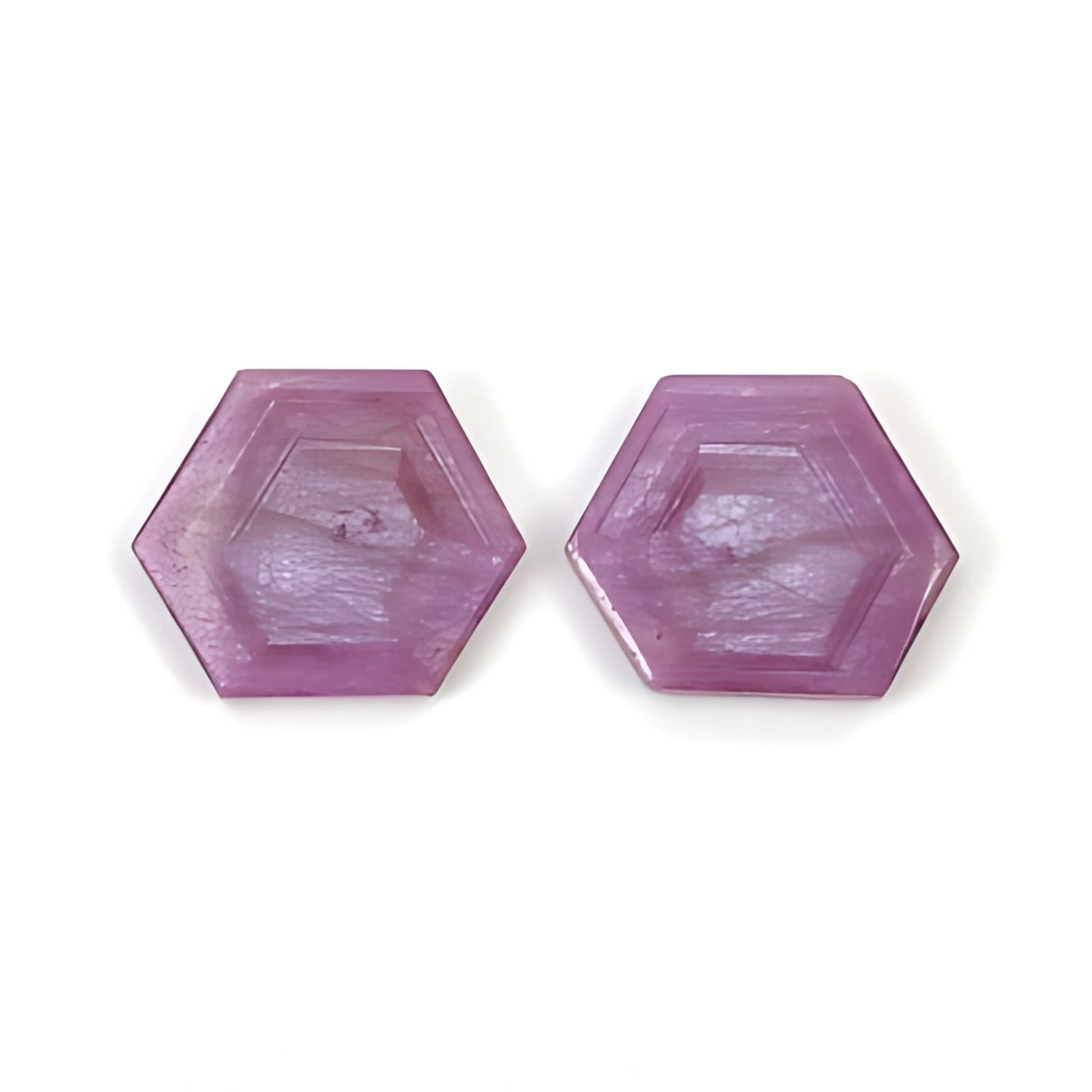 pink sapphire hexagon shape flat slices