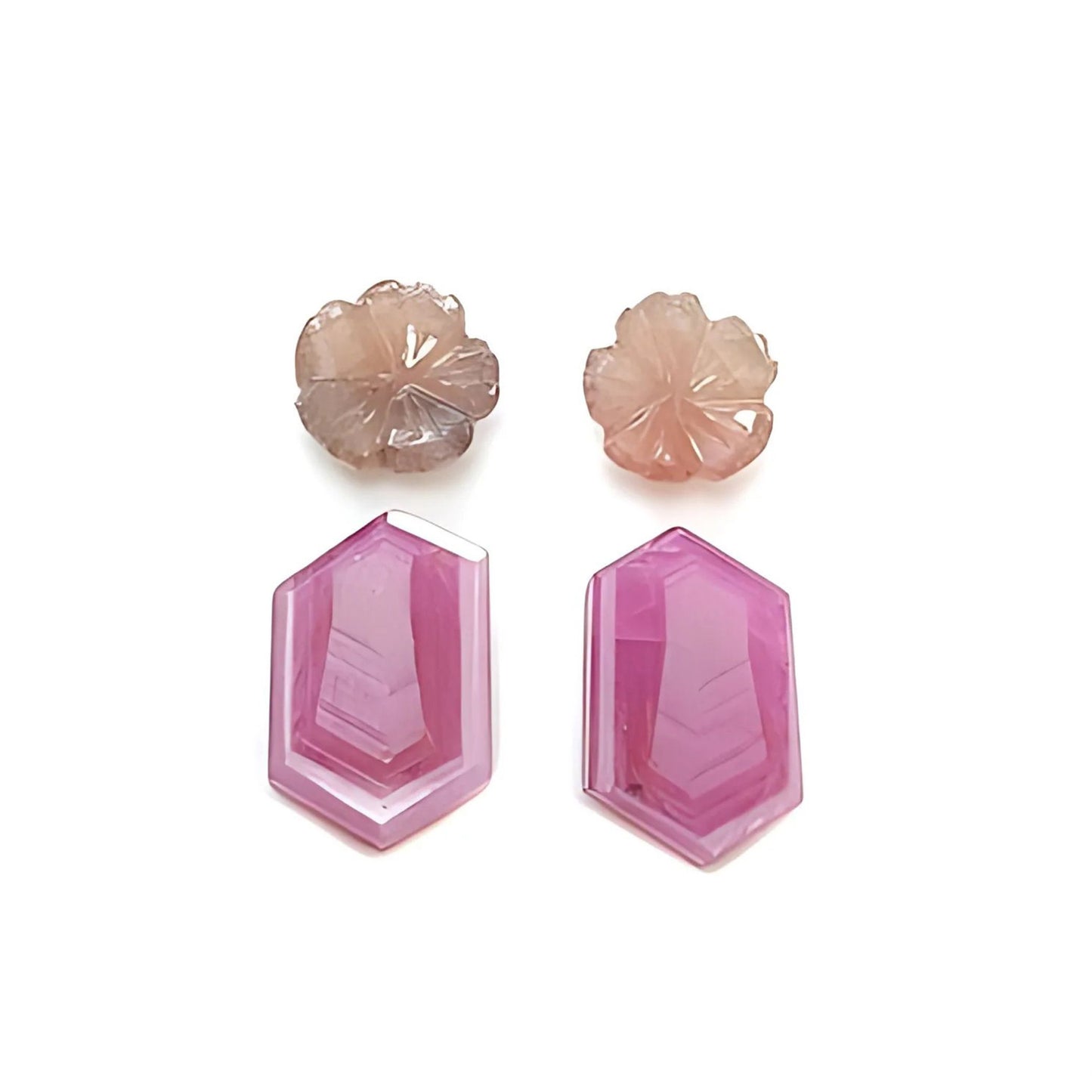 pink, yellow sapphire hexagon flat slices