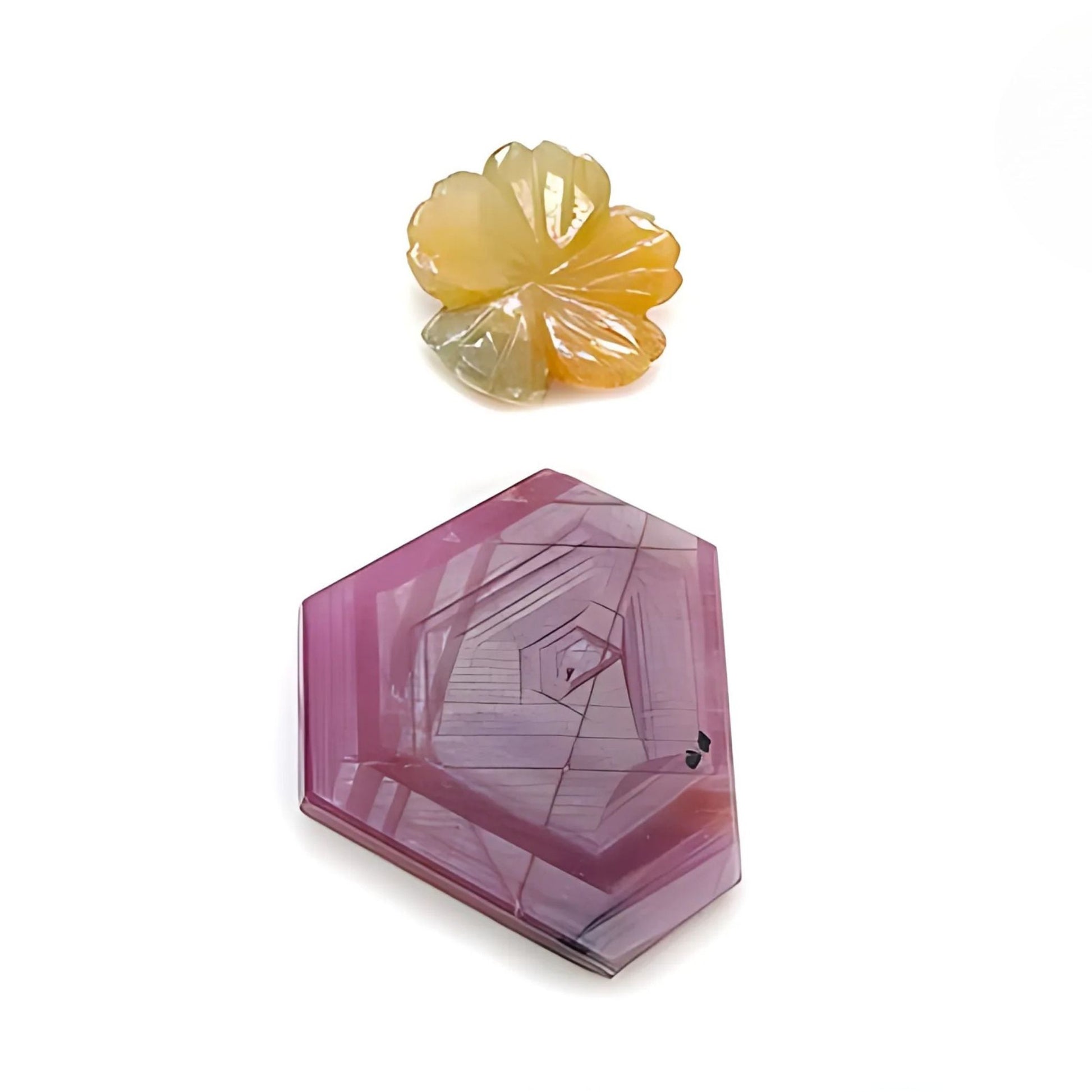 pink & yellow sapphire hexagon flat slices