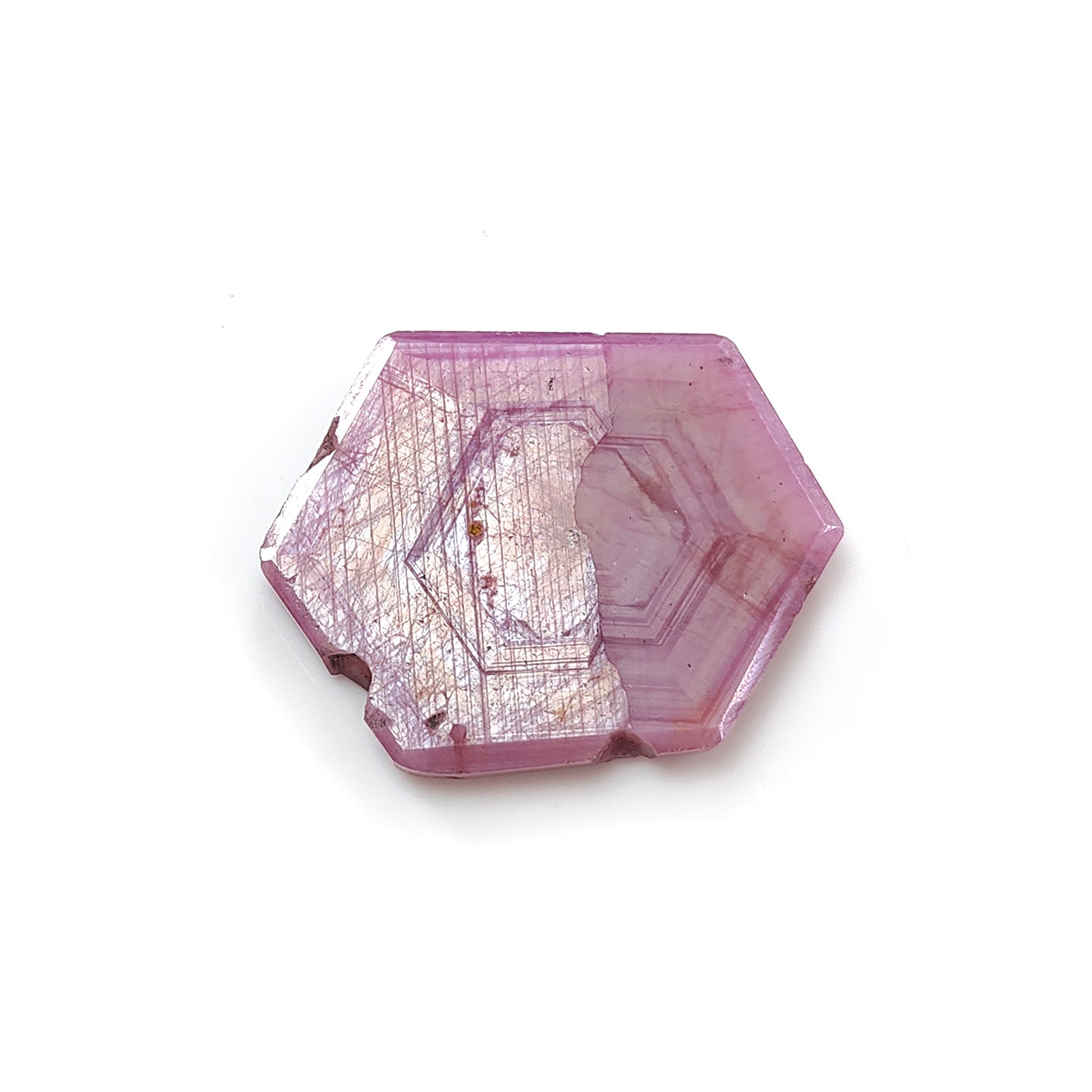 pink sapphire hexagon flat slices