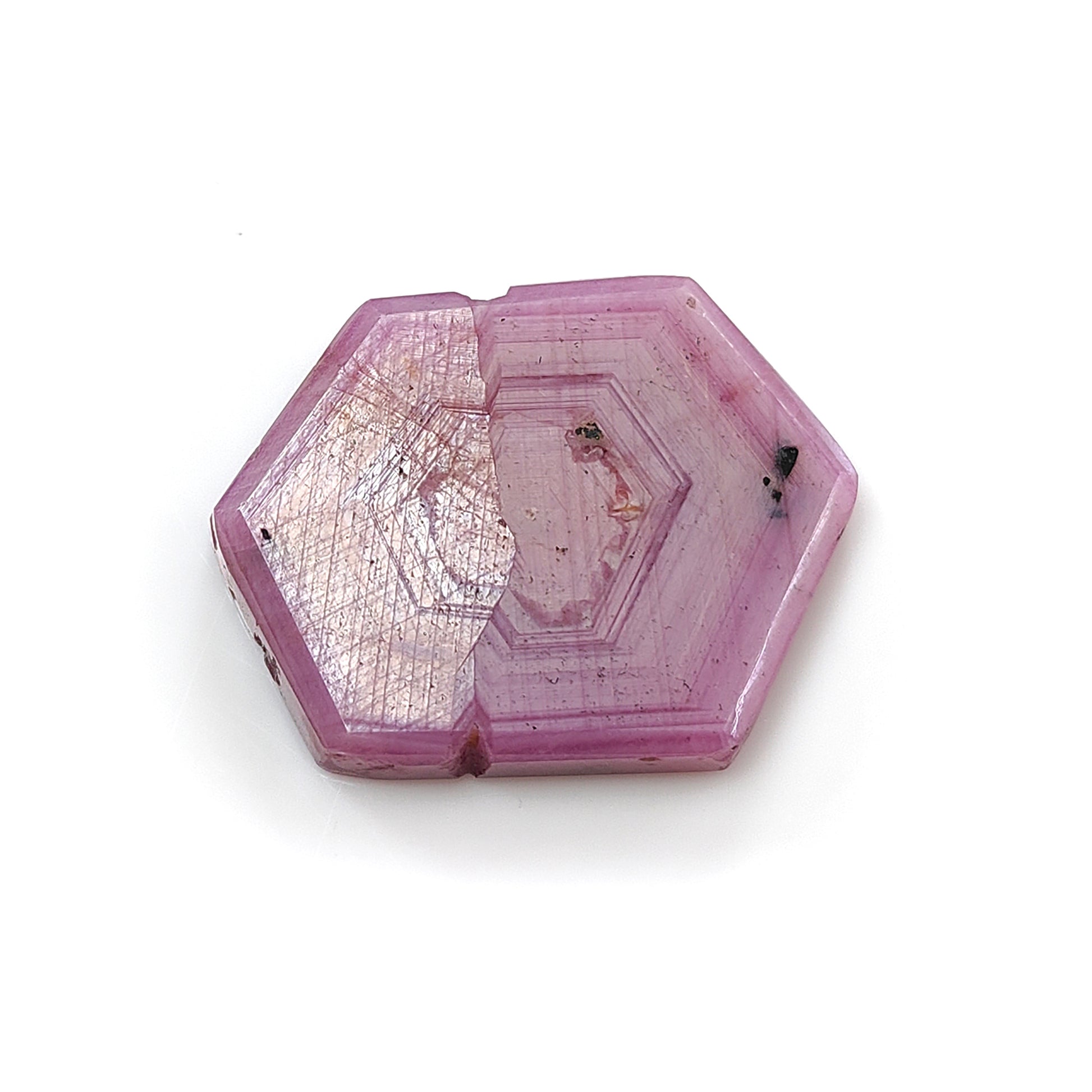 rosemary pink sapphire hexagon flat slices