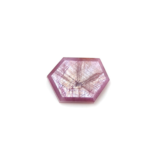 pink sapphire trapiche hexagon flat slices