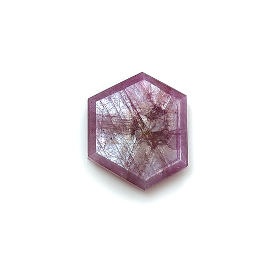 pink sapphire trapiche hexagon flat slices