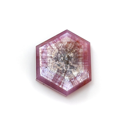 pink sapphire trapiche hexagon flat slices