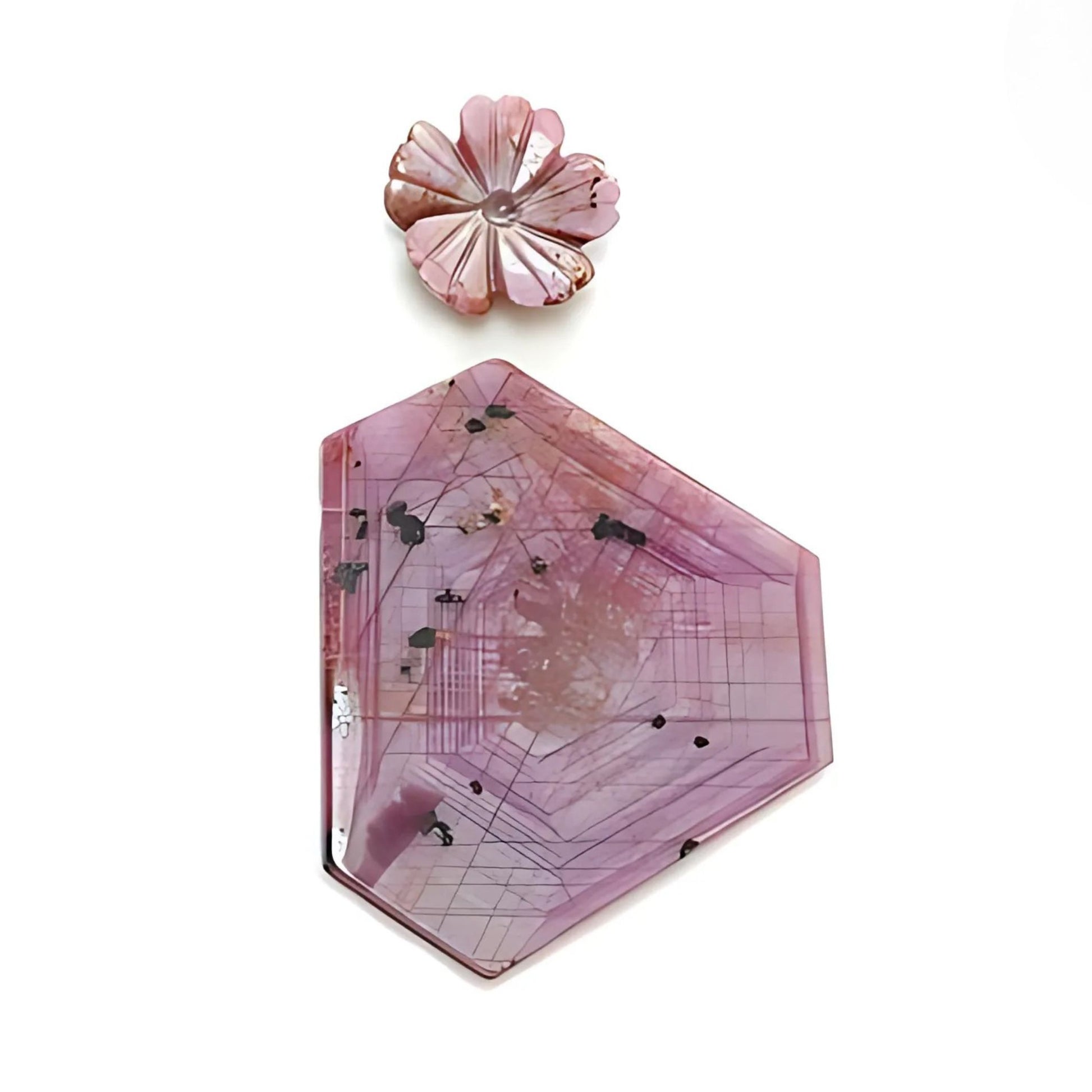pink sapphire flower, hexagon flat slices