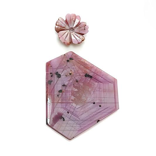 pink sapphire flower, hexagon flat slices