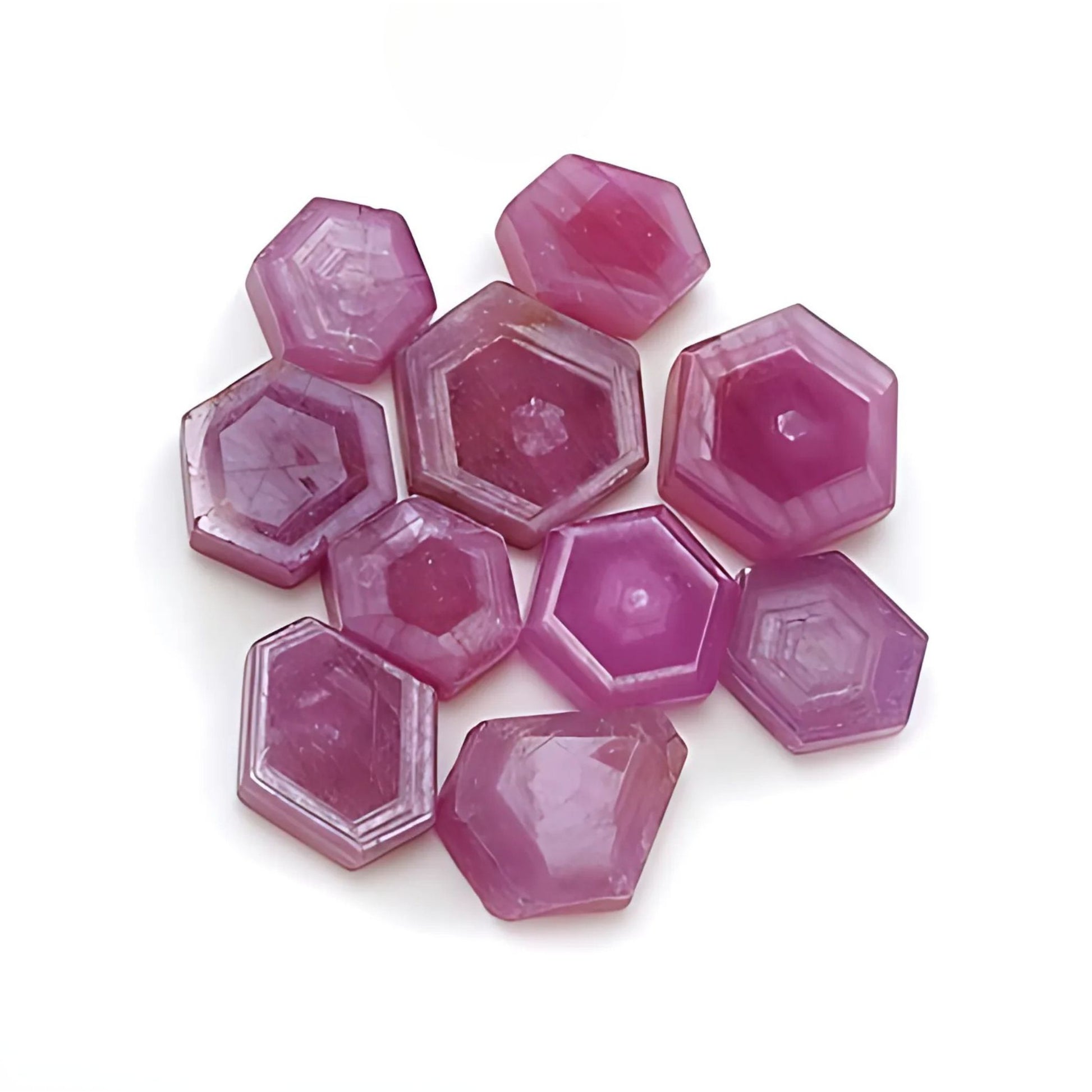 ruby hexagon shape flat slices