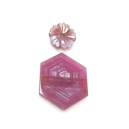 pink sapphire hexagon flat slices