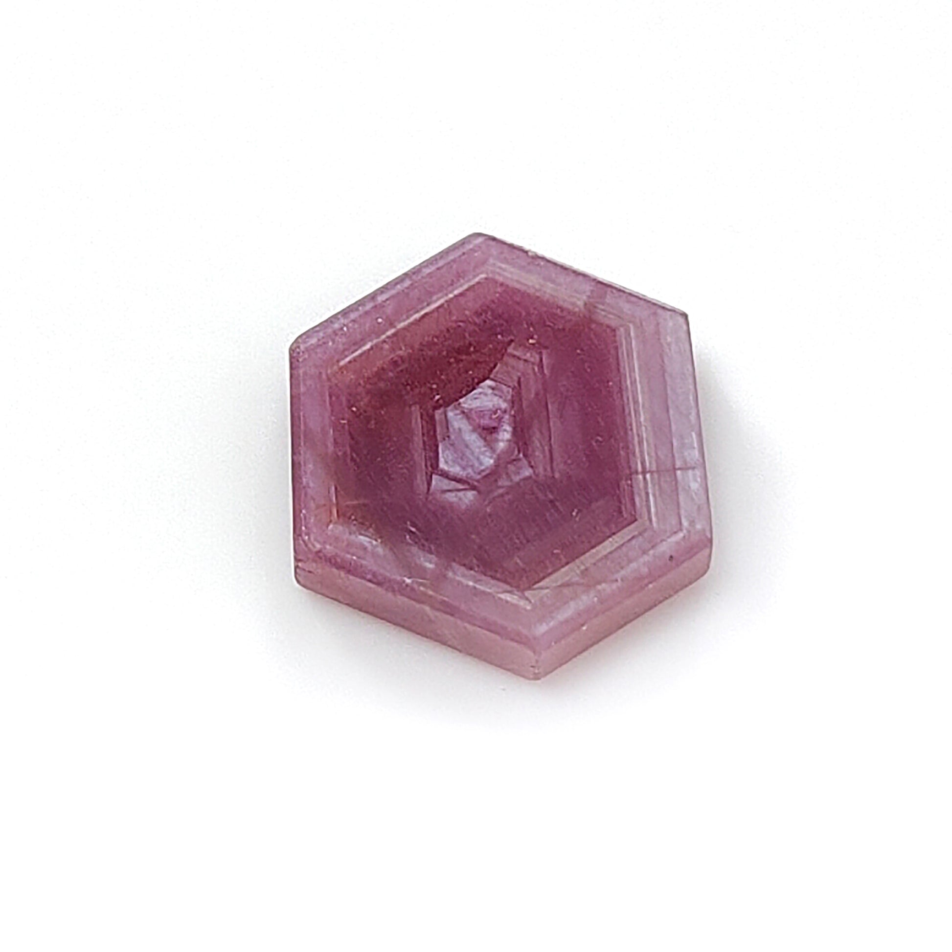 pink sapphire trapiche hexagon flat slices