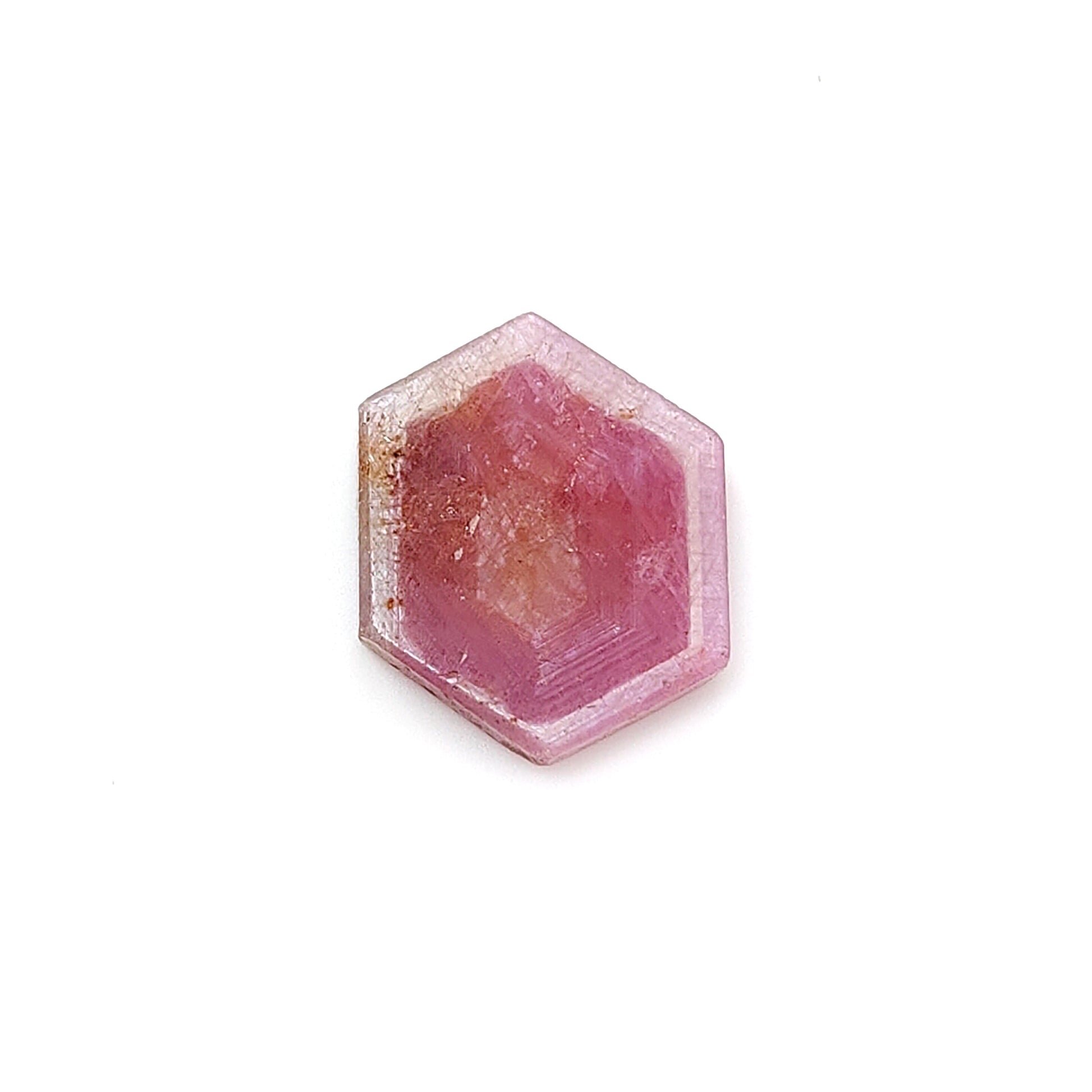 pink sapphire trapiche hexagon flat slices