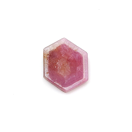 pink sapphire trapiche hexagon flat slices