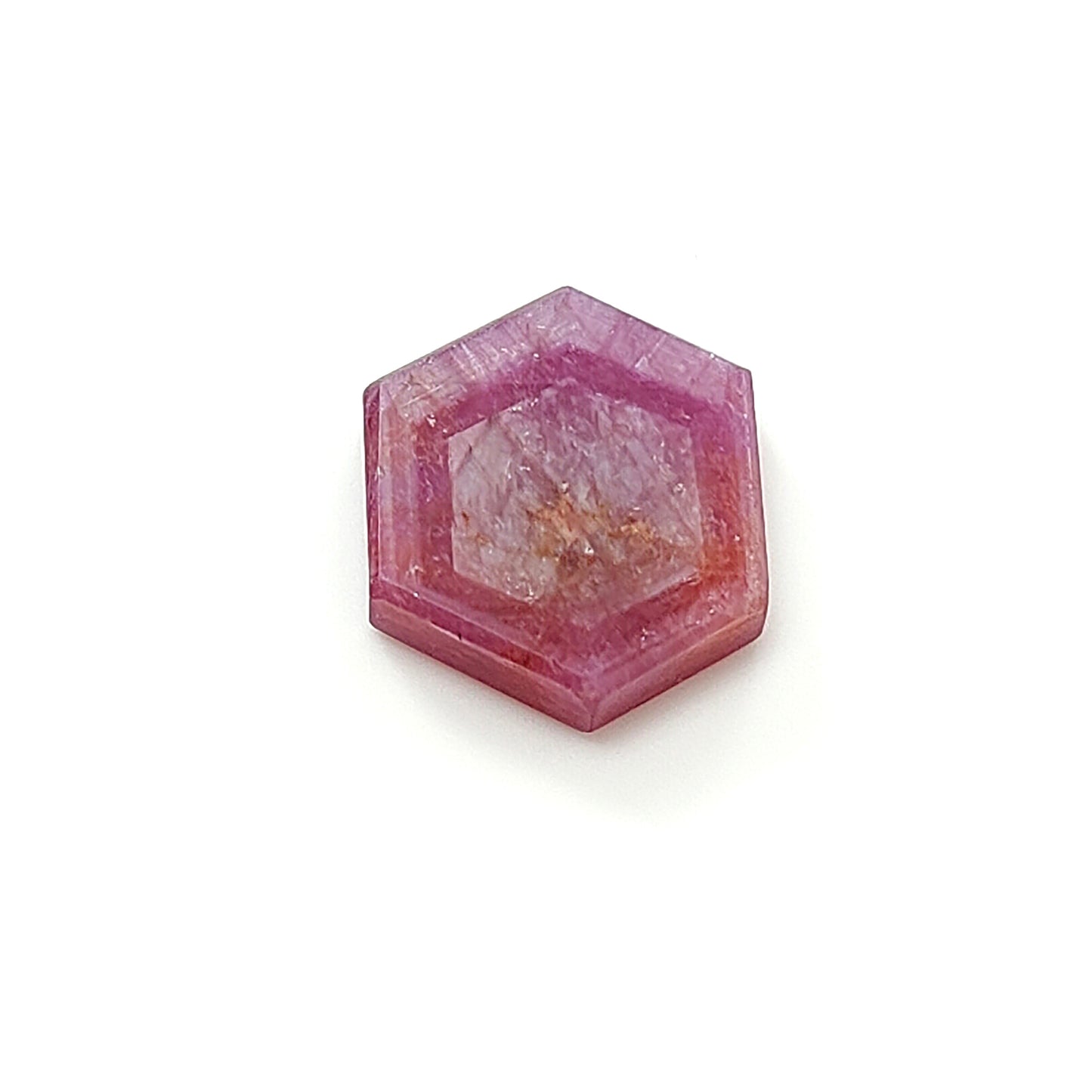 pink sapphire trapiche hexagon flat slices