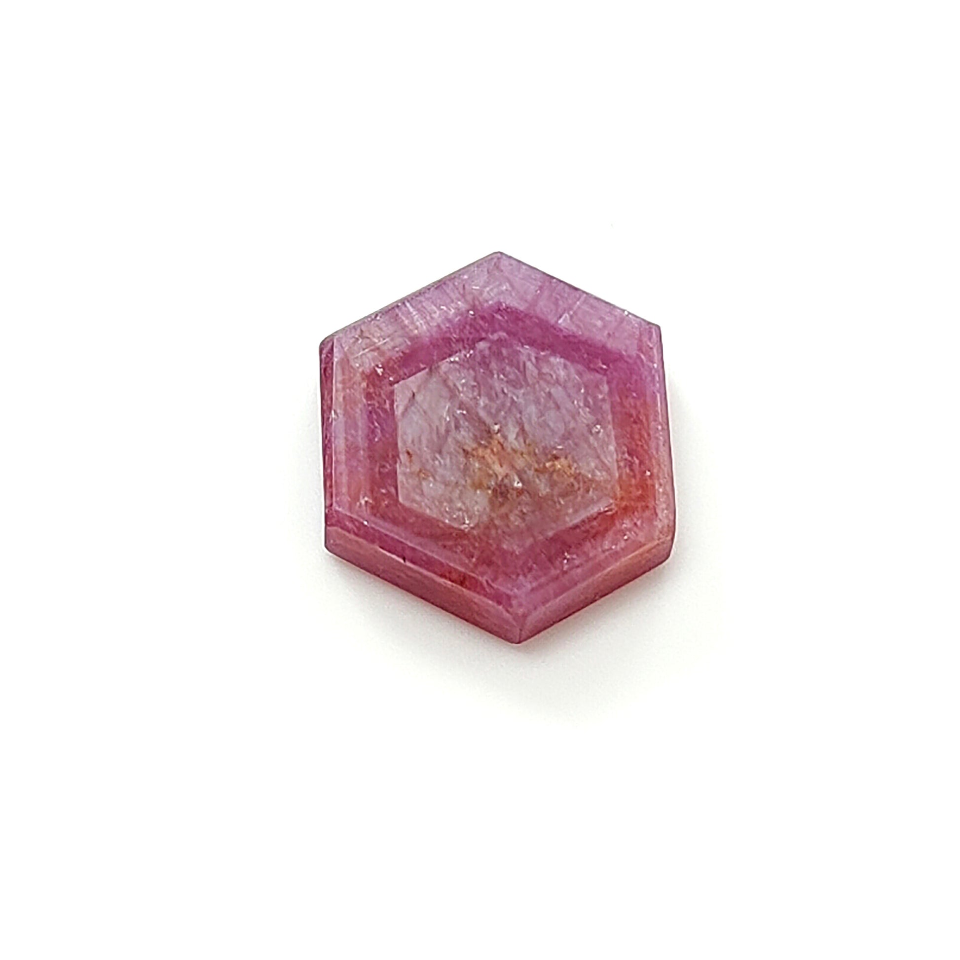 pink sapphire trapiche hexagon flat slices