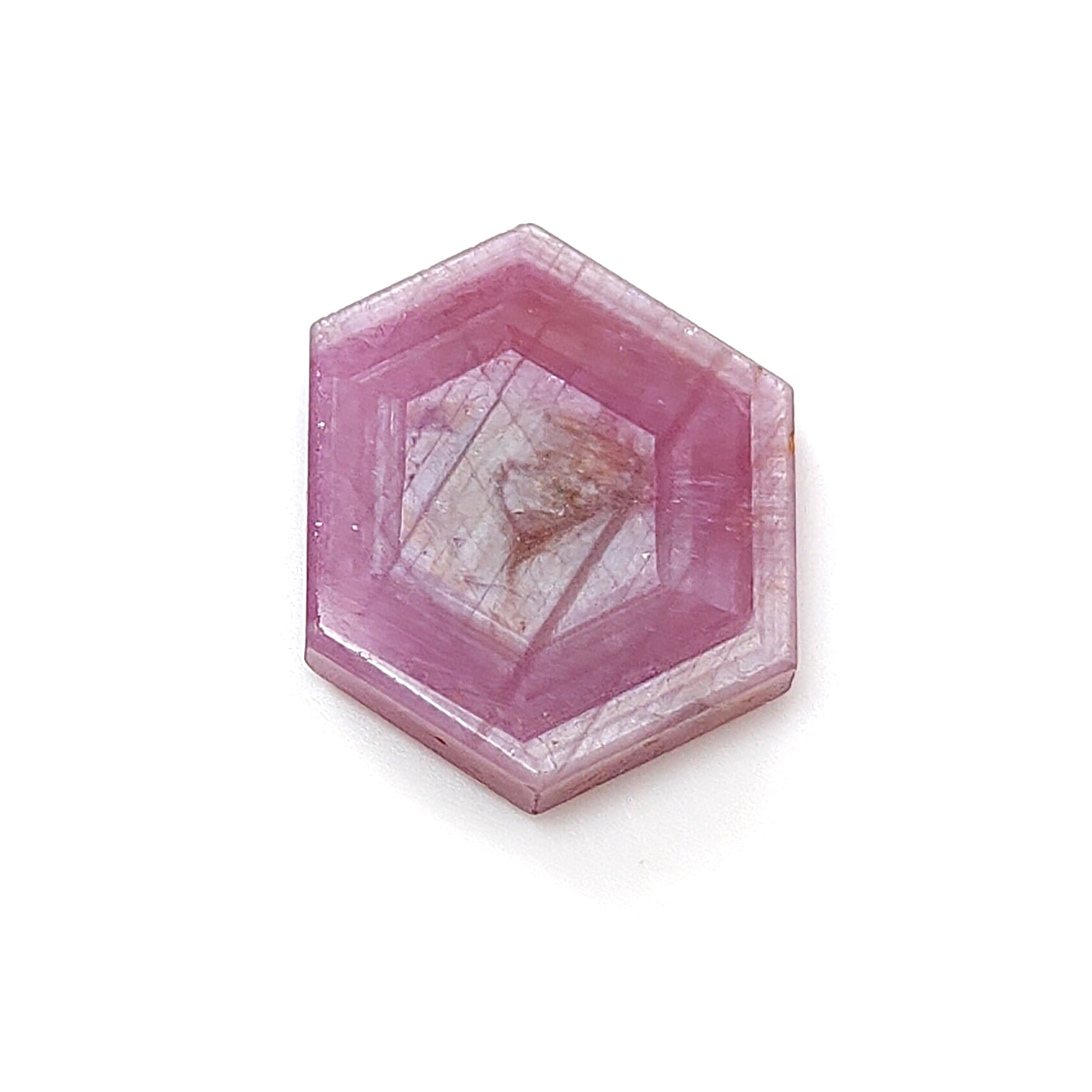pink sapphire trapiche hexagon flat slices