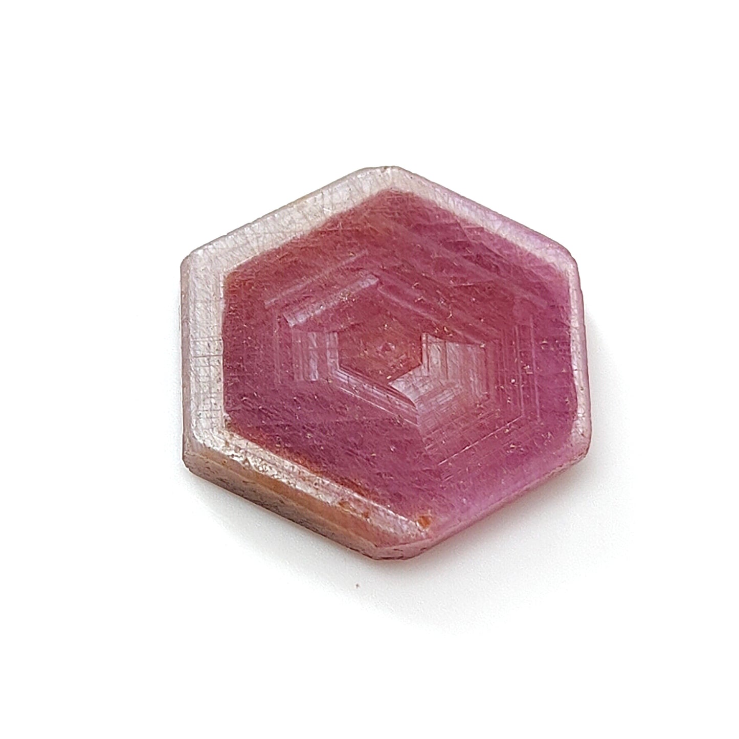 pink sapphire hexagon flat slice