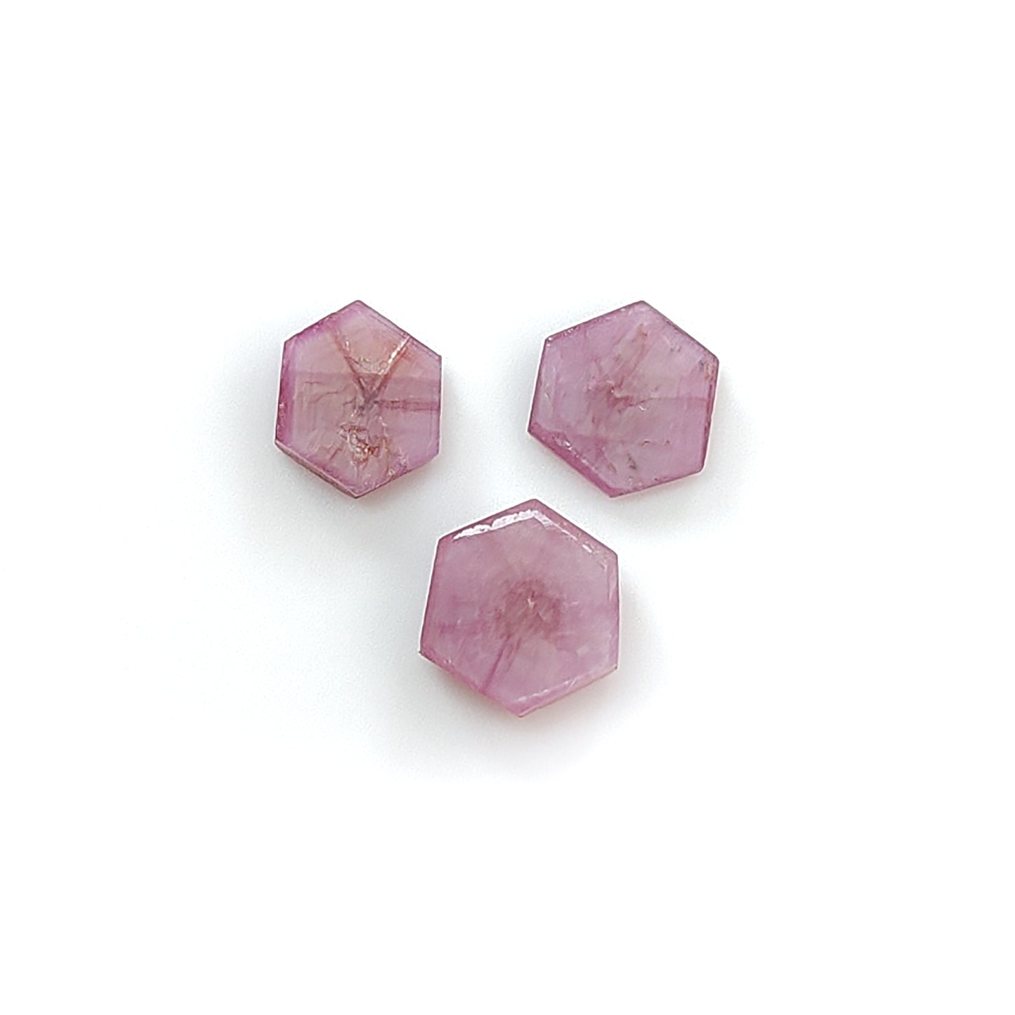 pink sapphire hexagon flat slices
