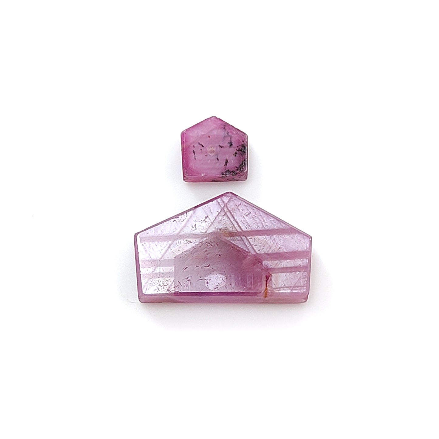 pink sapphire fancy shape flat slices