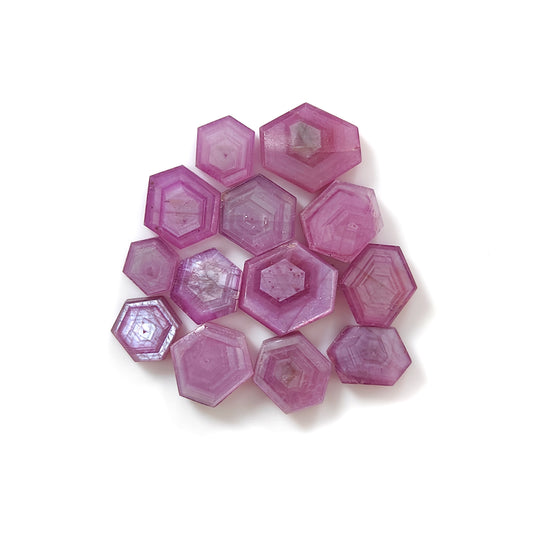 pink sapphire hexagon shape flat slices