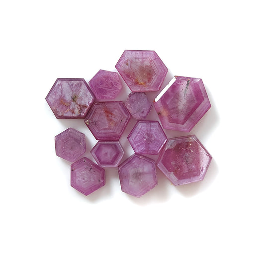 pink sapphire hexagon flat slices