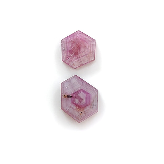 pink sapphire hexagon flat slices