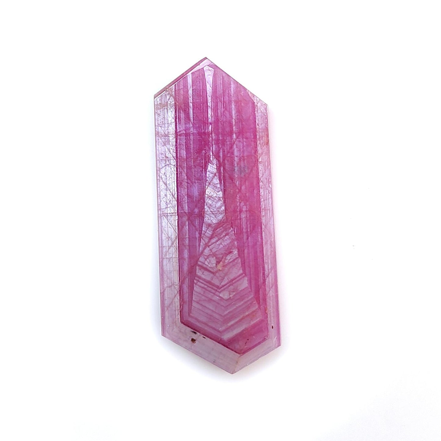 Rosemary Ruby Gemstone Flat Slices: 41.00cts Natural Untreated Sheen Pink Ruby Unique Eiffel Tower Engraved 44*15mm 1pc For Jewelry