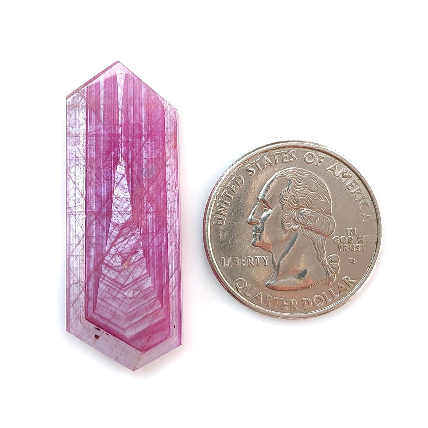 Rosemary Ruby Gemstone Flat Slices: 41.00cts Natural Untreated Sheen Pink Ruby Unique Eiffel Tower Engraved 44*15mm 1pc For Jewelry