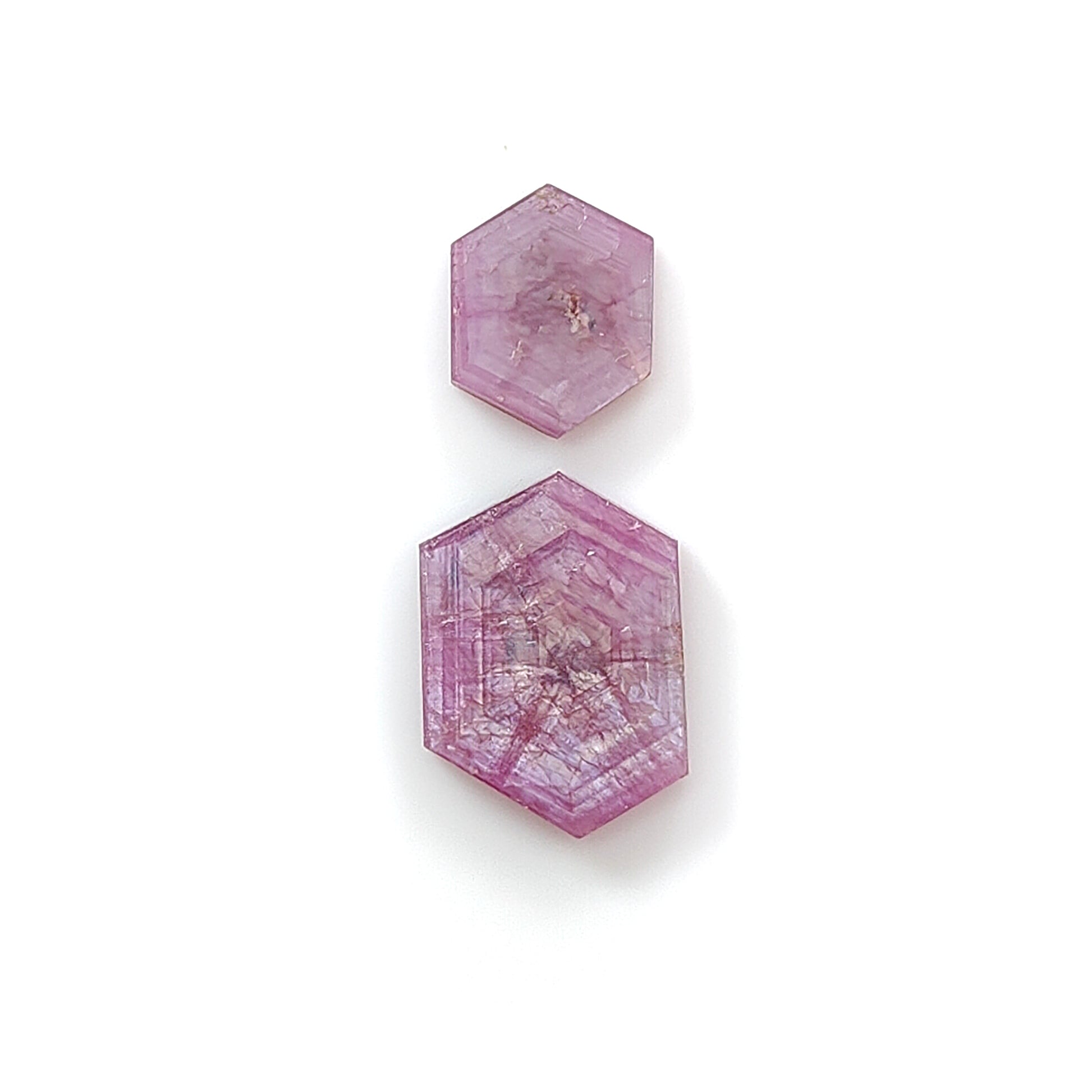 pink sapphire hexagon flat slices