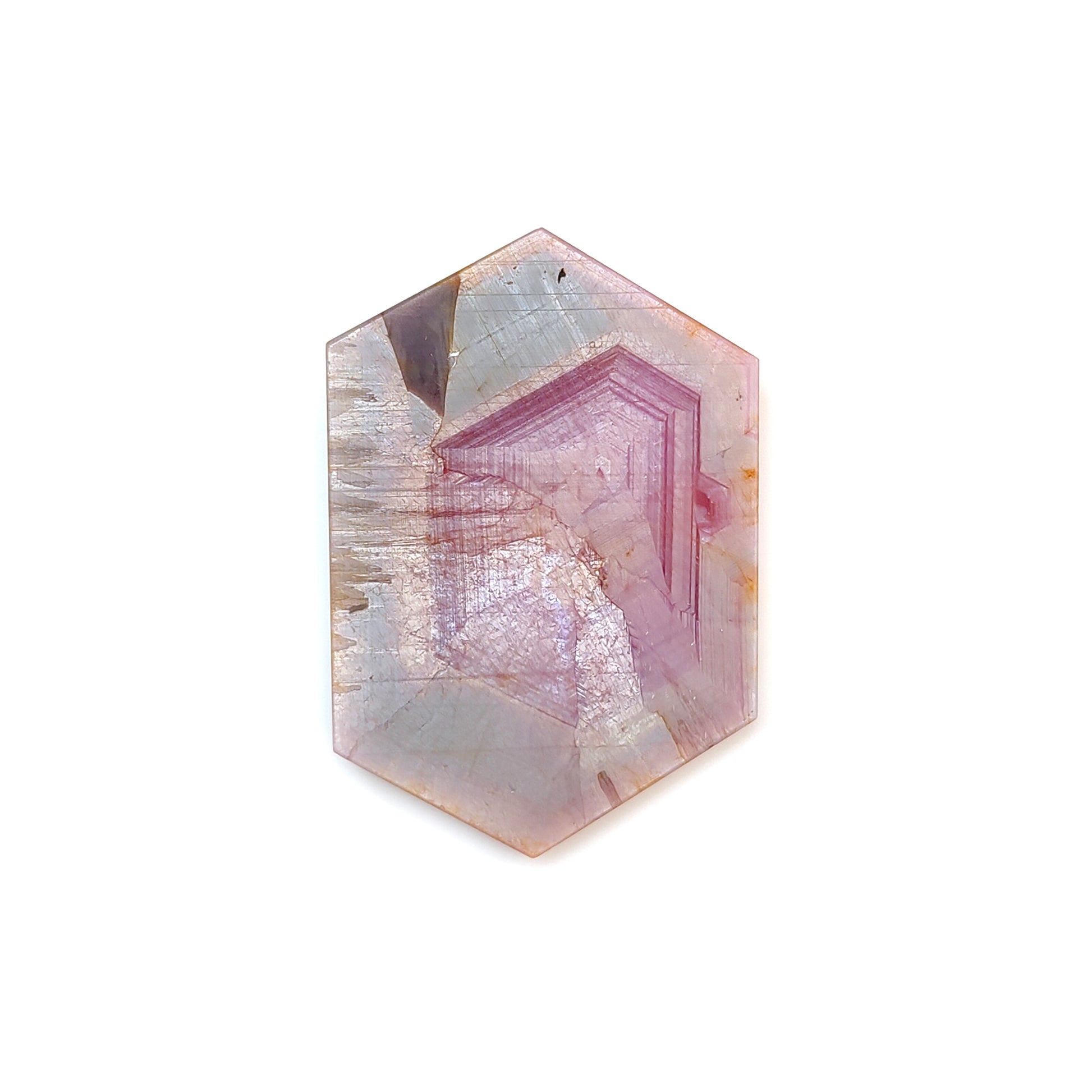 pink sapphire hexagon shape flat slice