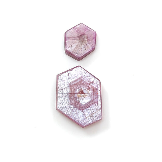pink sapphire hexagon flat slices