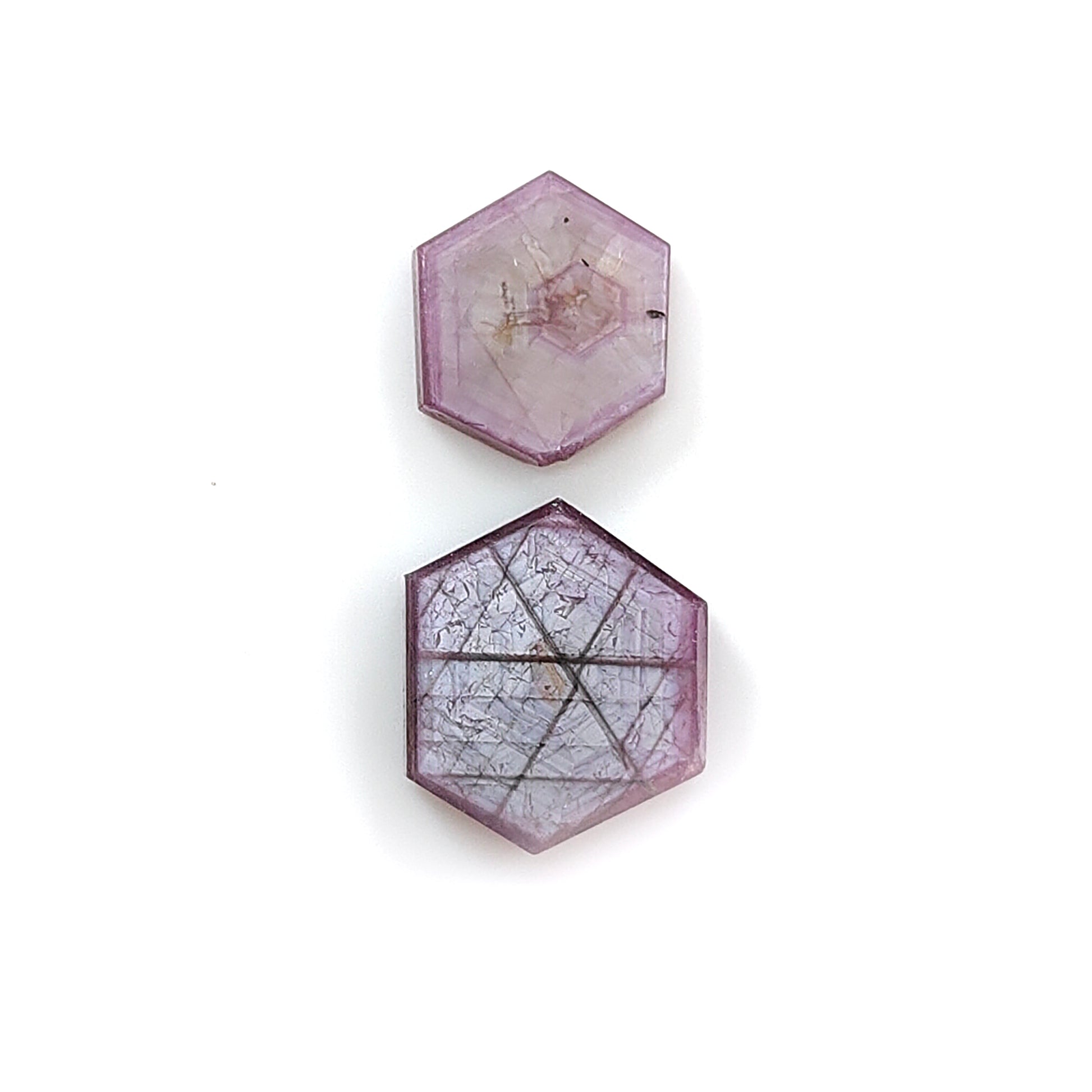 pink sapphire hexagon flat slices