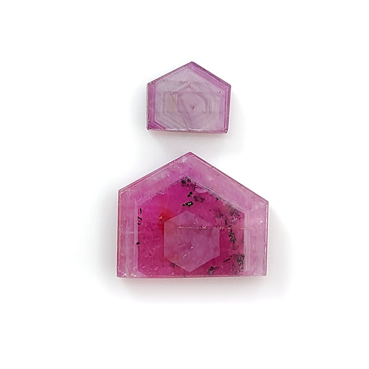 pink sapphire fancy shape flat slices