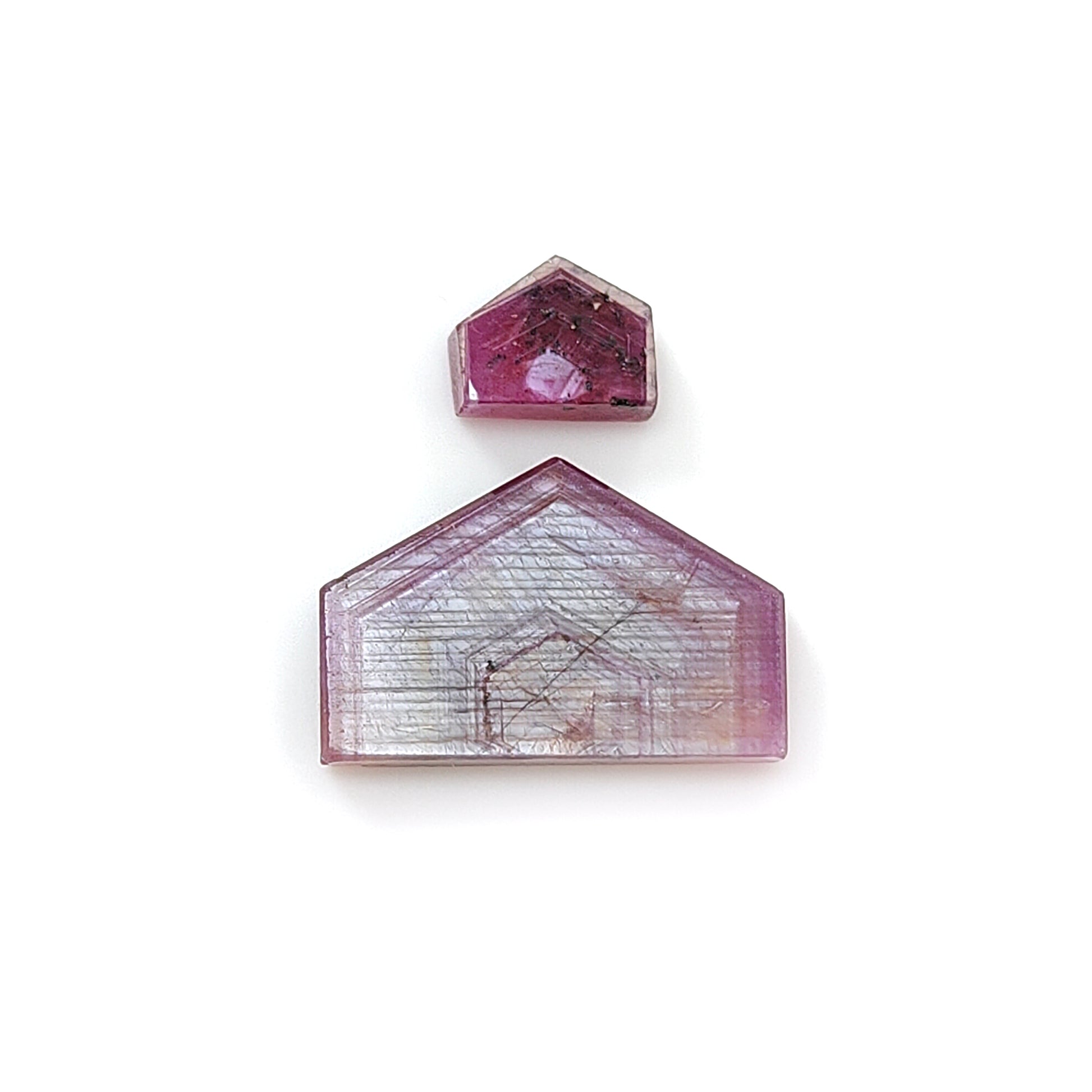 pink sapphire fancy shape flat slices