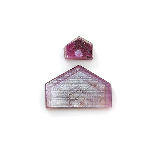 pink sapphire fancy shape flat slices