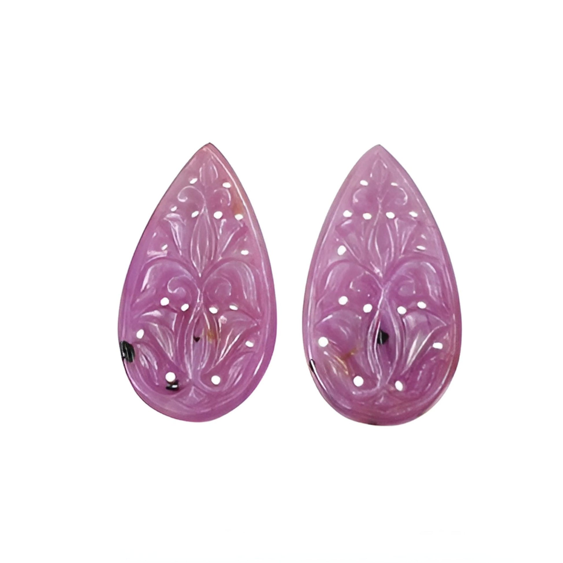 pink sapphire pear shape carving