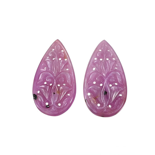 pink sapphire pear shape carving