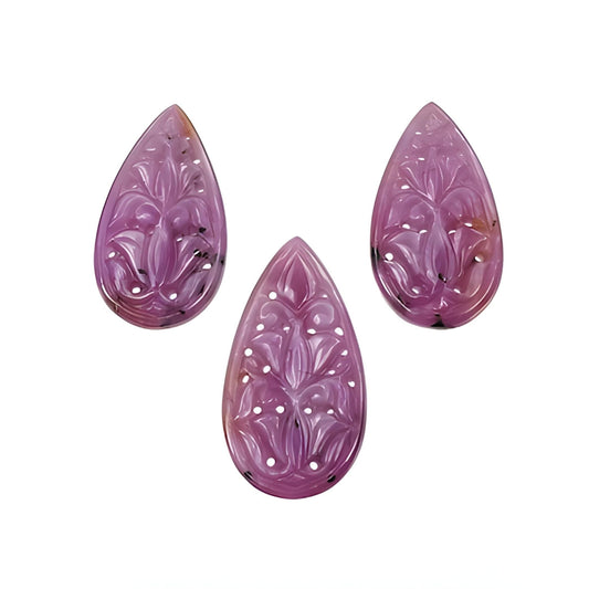 pink sapphire pear shape carving
