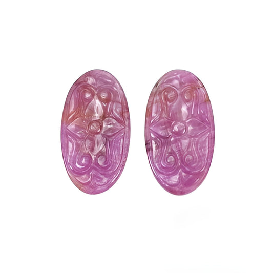 pink sapphire oval carving