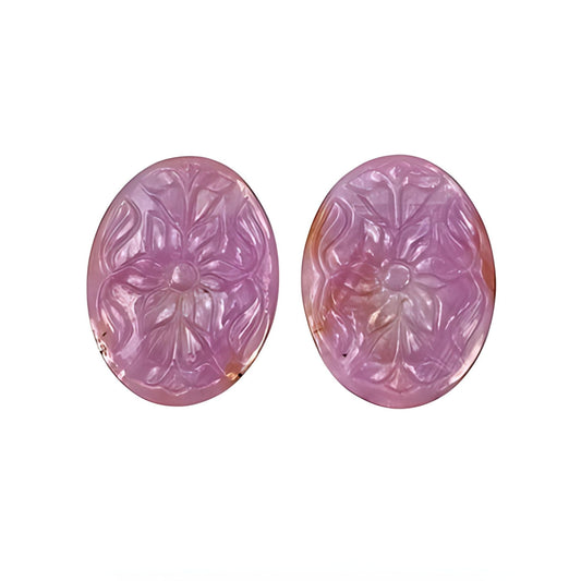 pink sapphire oval carving