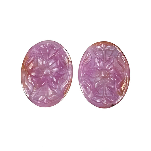 pink sapphire oval Shape carving