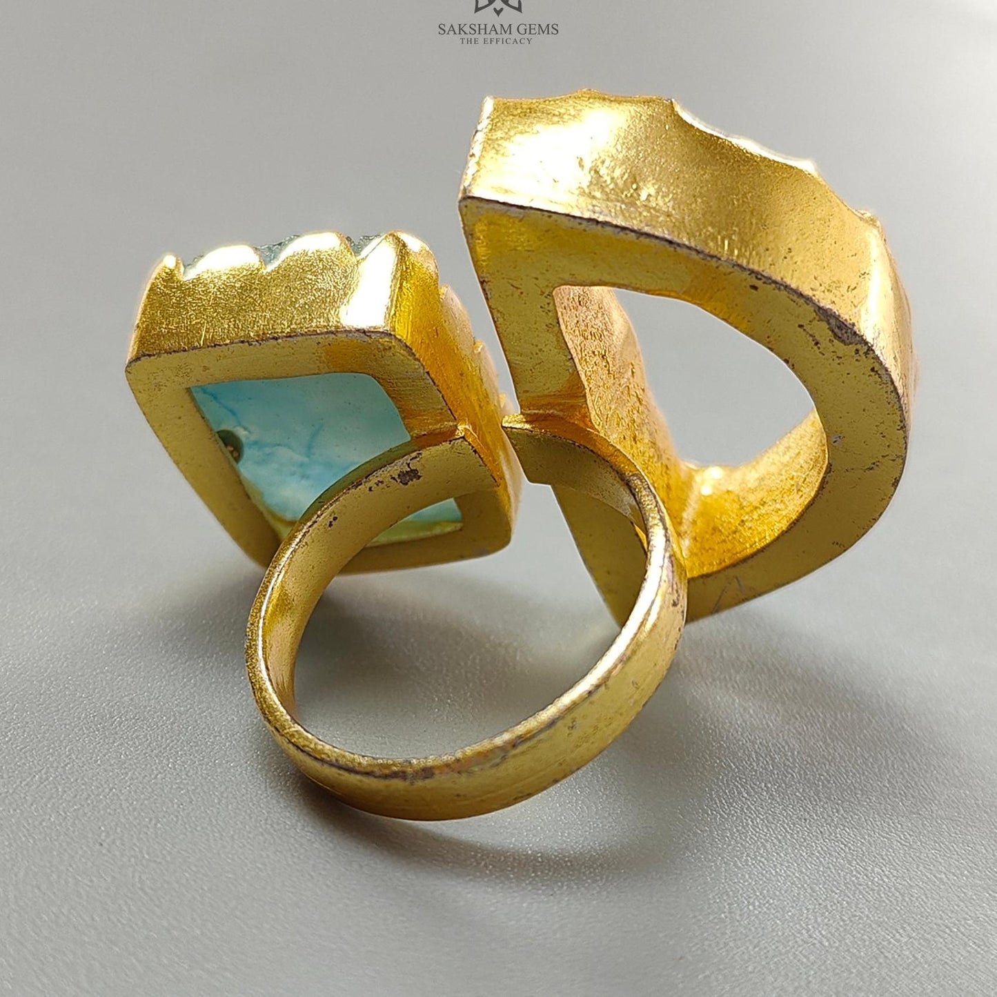 Handmade Cocktail Ring: 13.70gms Gold Plated Natural Multi Color Gemstone Boho Style Dainty Fancy Shape Adjustable Ring Gift For Her