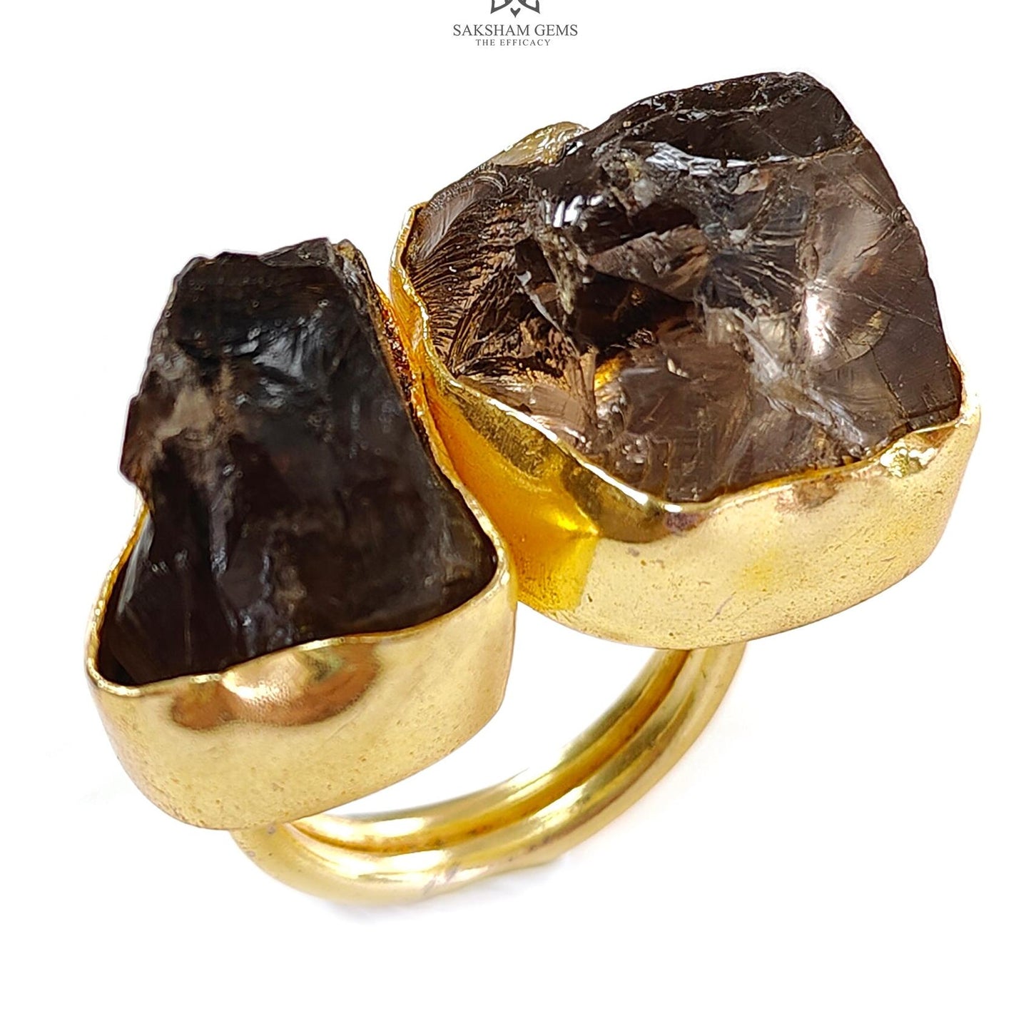 Handmade Cocktail Ring: 17.28gms Gold Plated Natural Multi Color Gemstone Boho Style Dainty Fancy Shape Adjustable Ring Gift For Her