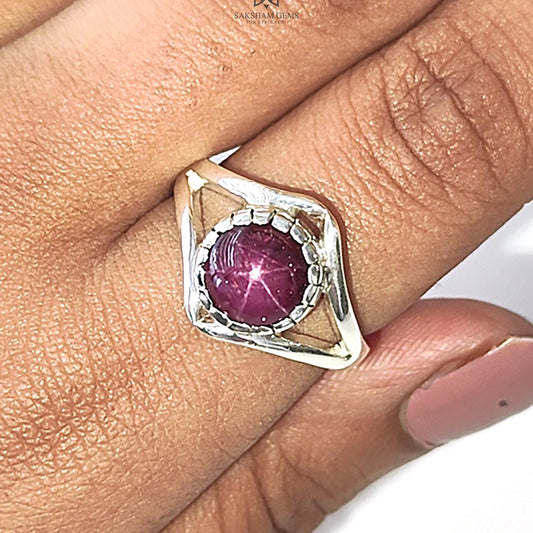 Star Ruby Silver Ring 4.18gms