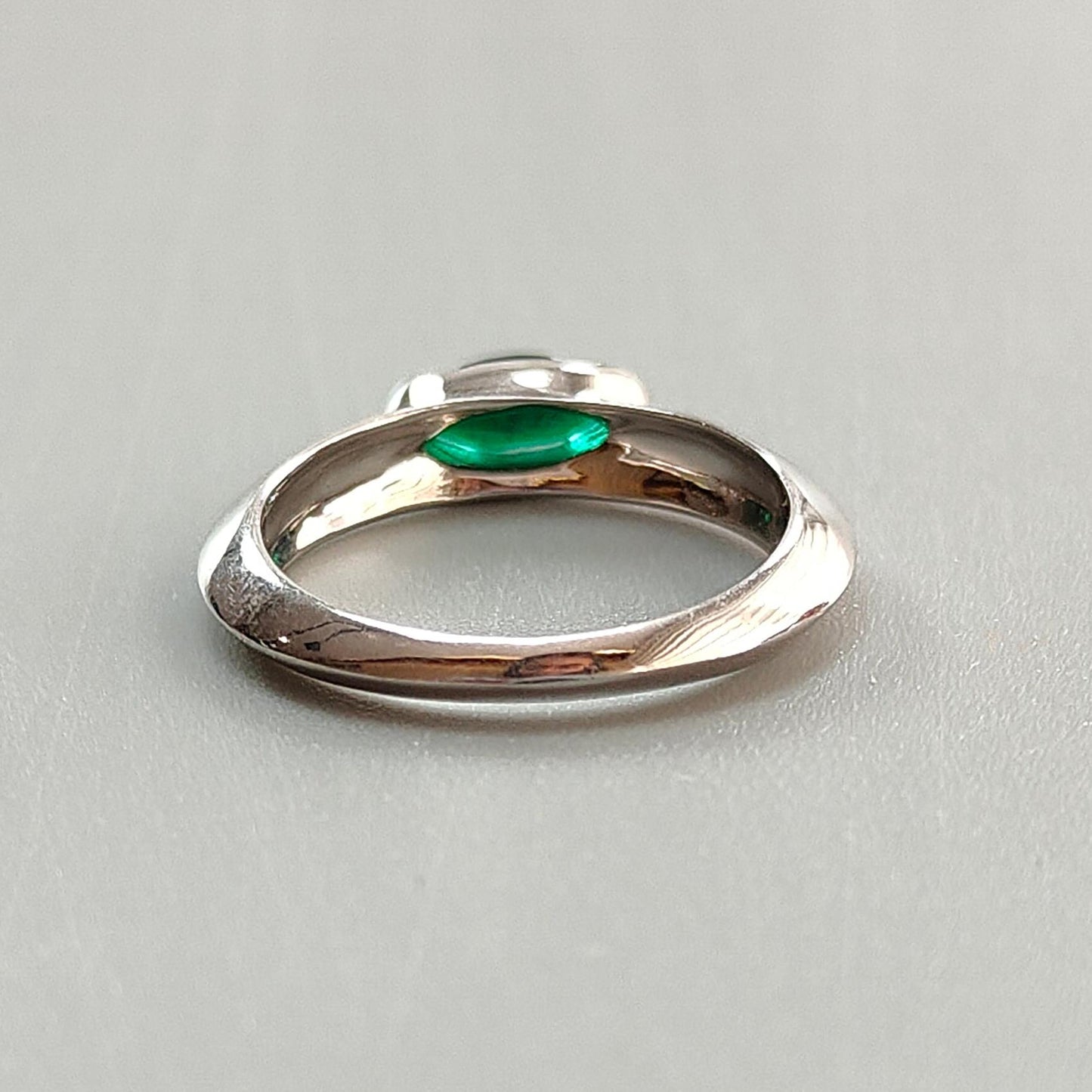 Emerald Faceted Silver Ring: 2.75gms Natural Untreated Emerald Marquise Faceted Cut 925 Sterling Silver Bezel Set Ring 7.25 US