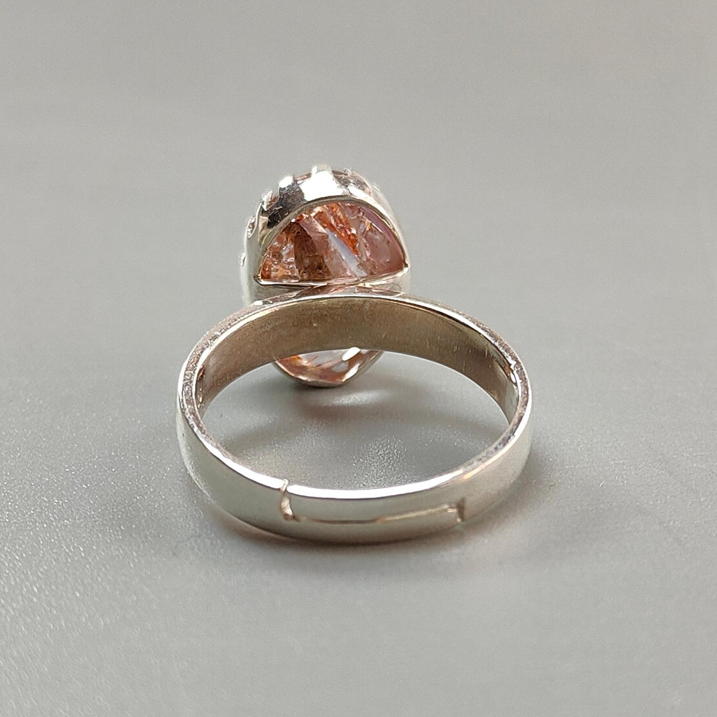 Amethyst Plain Silver Ring: 4.61gms Natural Untreated Super Seven Amethyst Oval Shape Plain 925 Sterling Silver Bezel Set Adjustable Ring