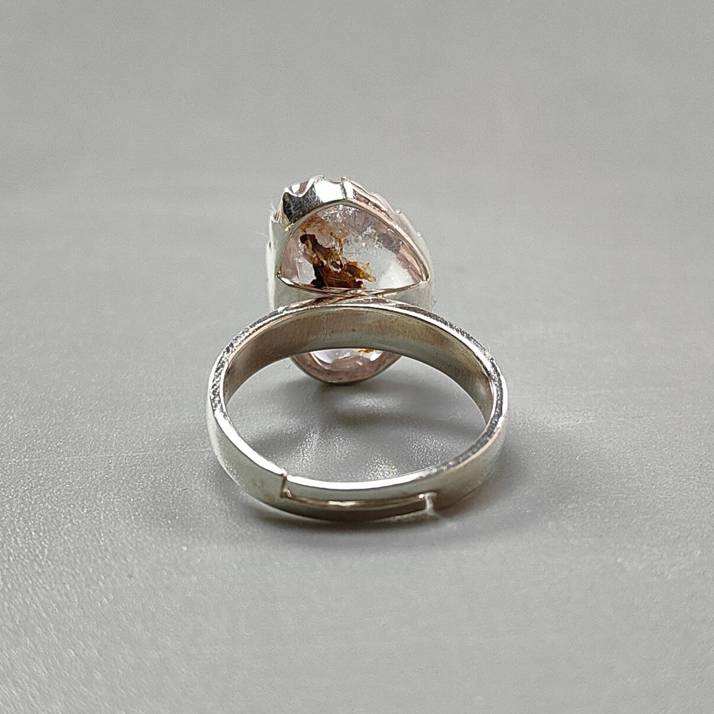 Amethyst Plain Silver Ring: 5.43gms Natural Untreated Super Seven Amethyst Fancy Shape Plain 925 Sterling Silver Bezel Set Adjustable Ring