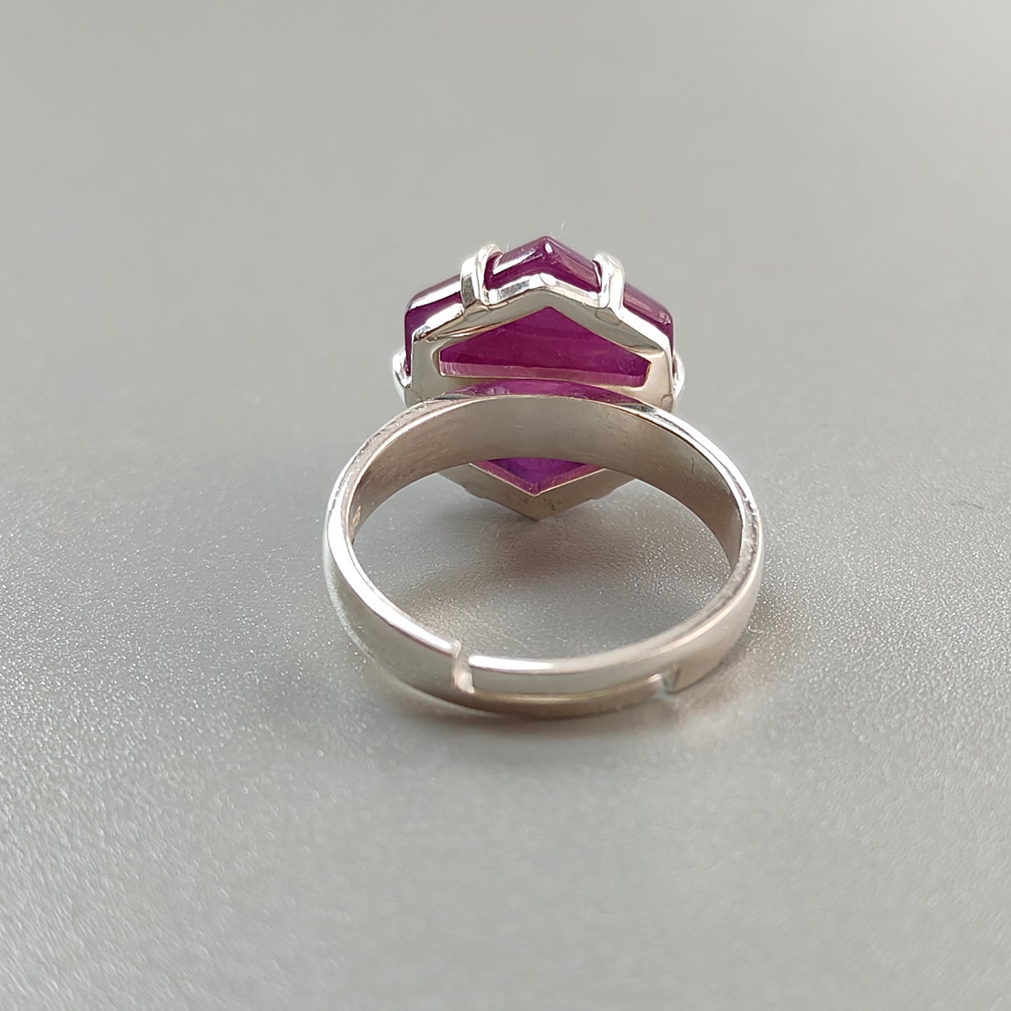 Ruby Cabochon Sugar Loaf Ring: 6.51gms Natural Untreated Sheen Ruby Cabochon 925 Sterling Silver Prong Set Adjustable Ring